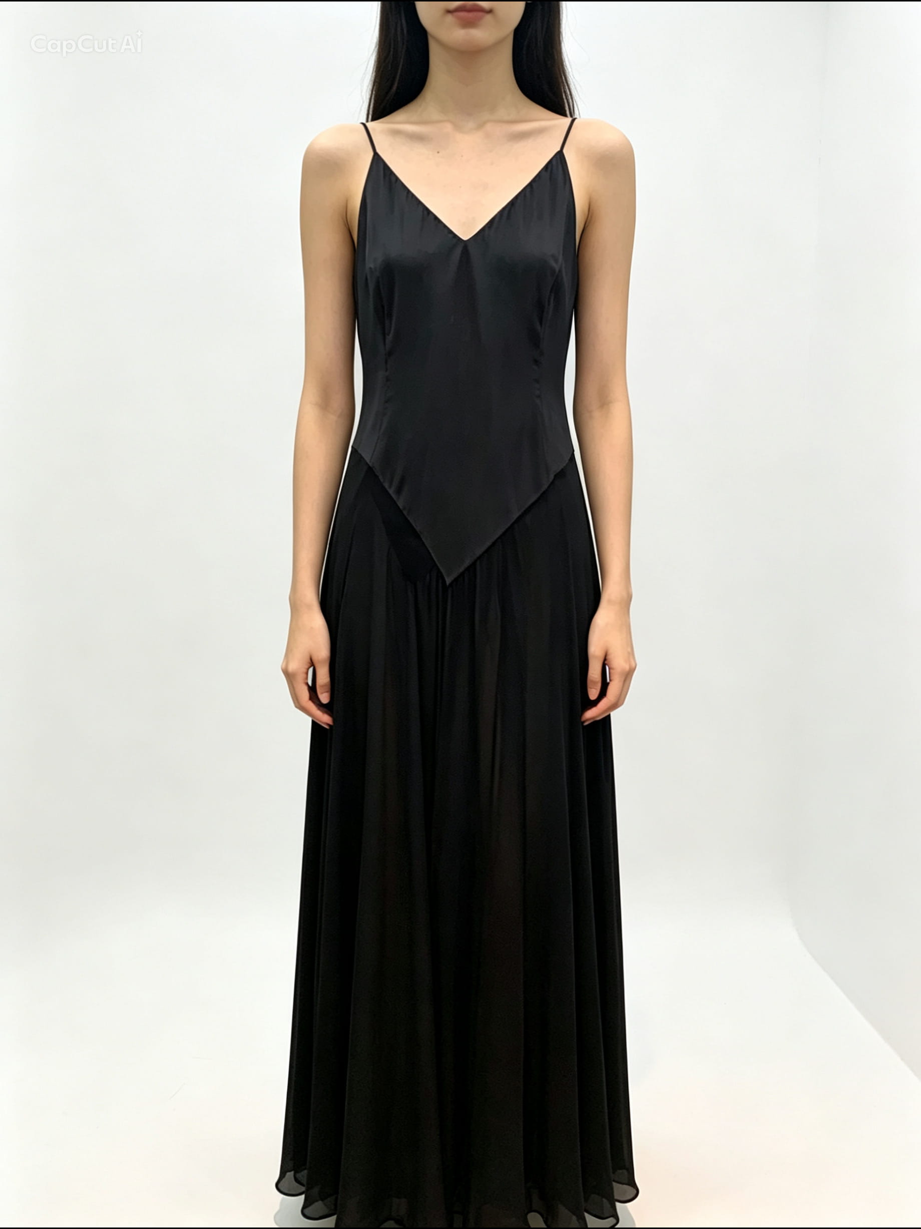 Siyah İpek Maxi Boy Elbise X Victoria Beckham